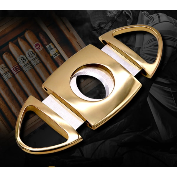 Cigarrskärare i gyllene färg i rostfritt stål