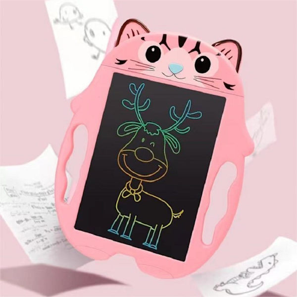En farget katt (rosa) 21 cm × 1,5 cm × 26,5 cm Tegnebrett for barn