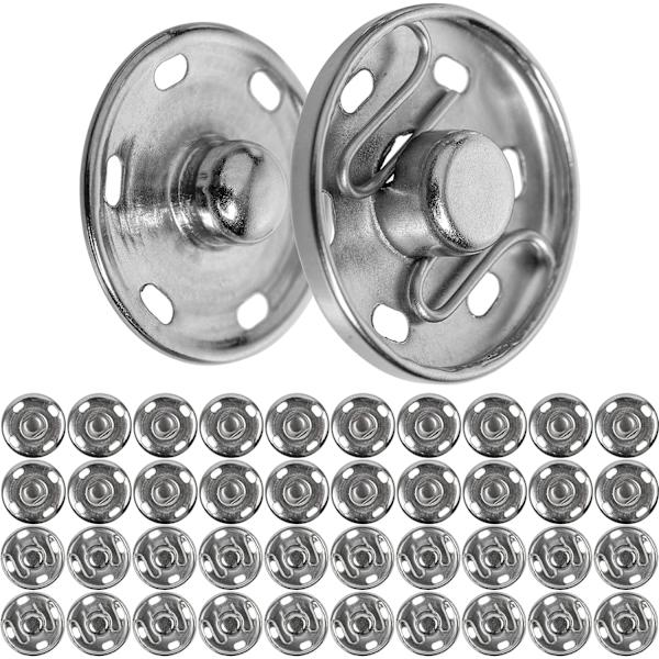 Ommeltavat napit, (6 mm), 20 paria hopeaa, Soljet, vaatteille ja leluille