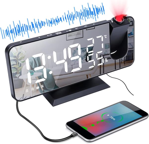 Kattokellon radioprojektio herätyskello, 180° radioprojektio herätyskello