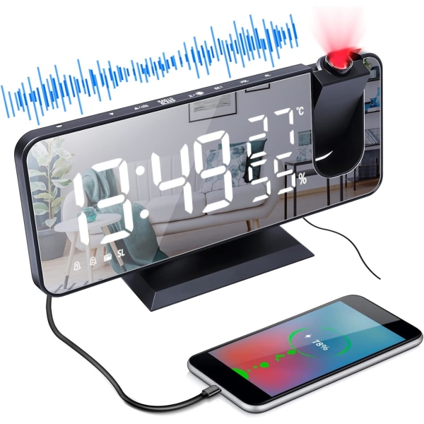 Takprojeksjonsradio med klokke, 180° projeksjonsklokke, Digi