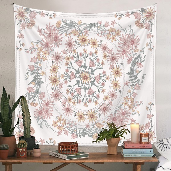 150×200cm Boheme Tapestry - Knust lyserød blomst, Tapestry