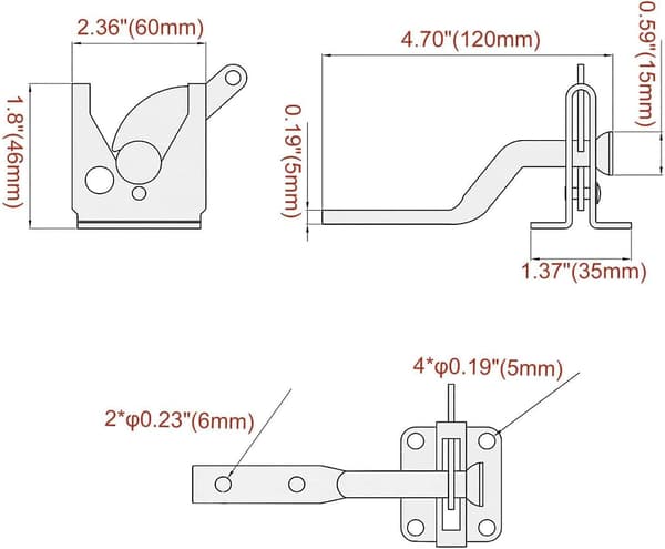 Portlås Automatisk Låsing - Metallbolt Lås - Gravitasjonsstål Hage