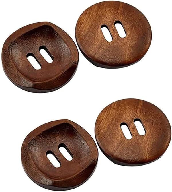 10 Runde Brune Træknapper 30mm med 2 Huller (30mm-10Stk)