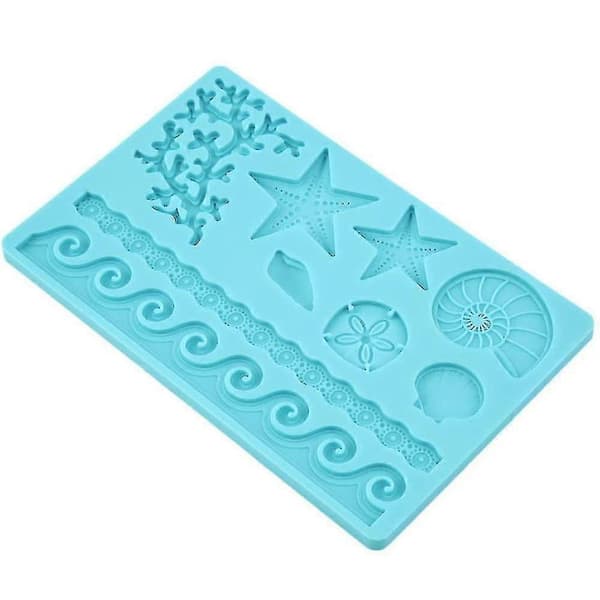 Silikone Muslingeskaller Fondant Og Gum Paste Slik Kage Bageform, blå