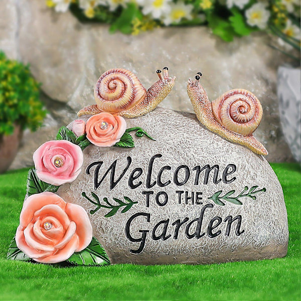 Havefigur Solcellelys Resin Udendørs Snegl Velkomstfigur Miljøvenlig Blomsterform Hus Solcellelandskabsbelysning til Gårdindretning snails