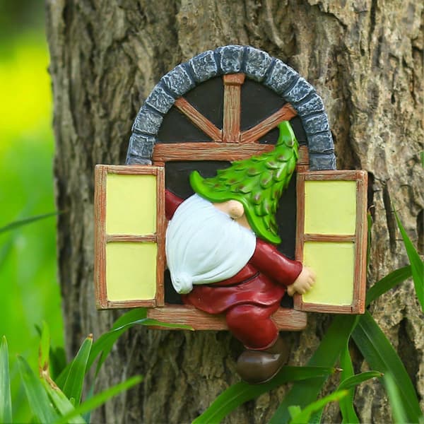 3D Dvärg Figurin Harts Tomte Docka Staty Miniatyrer Heminredning för Trädgård B