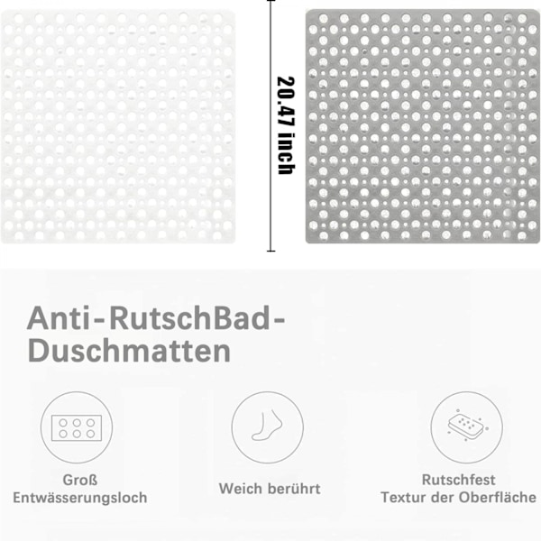 ##/Antislip måtte firkantet brusematte, 53 x 53 cm##/