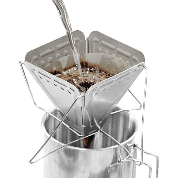 Vikbart Kaffefilter för 3-5 Personer, Återanvändbar Rostfritt Stål