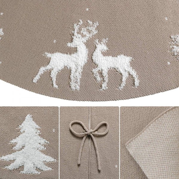 Beige, 92 cm, juletræstæppe, træfod, elg-juledekoration