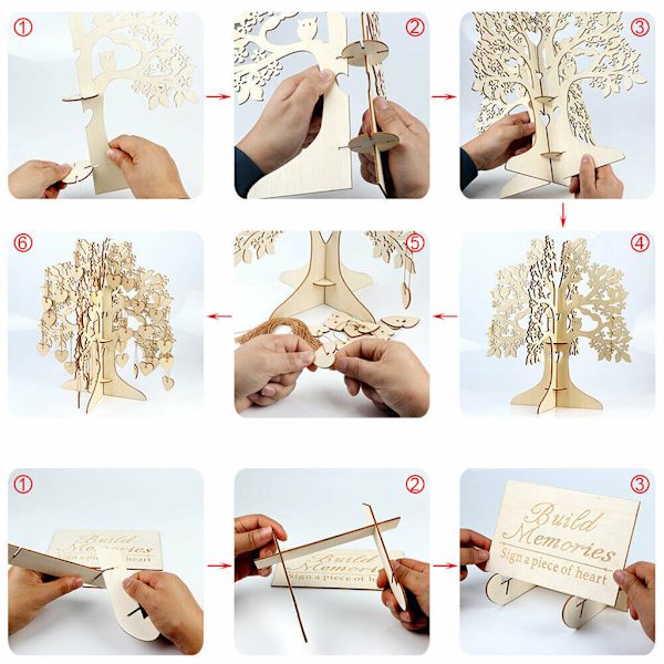 ##/3D Träönsketräd som bröllops gästbok 1 komplett träset Träönsketräd DIY Trä Heminredning##/