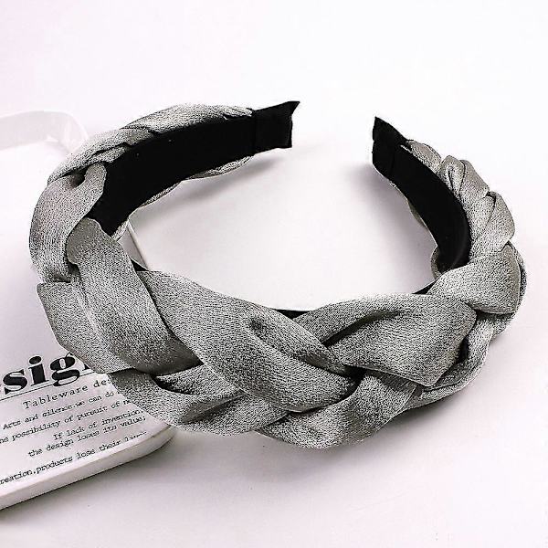 Hårband för kvinnor Sammet Flätade Hårband Mode Hårband Kors Hårtillbehör grey