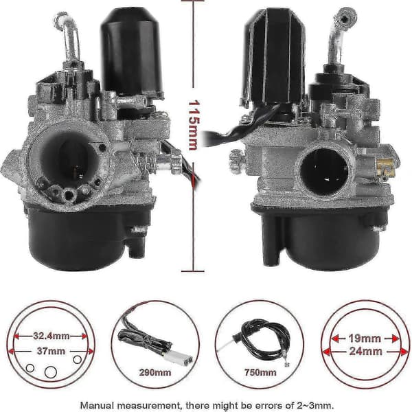 Karburator, Udskiftningskarburator med 17,5 mm passage til de fleste Piaggio/Gilera/Aprilia 50ccm scootere