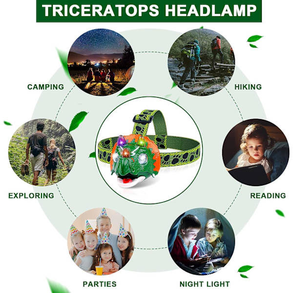 ##/Dinosaur Legetøjs Hovedlampe Drenge Camping Tilbehør - Børns Hovedlygte Børn##/