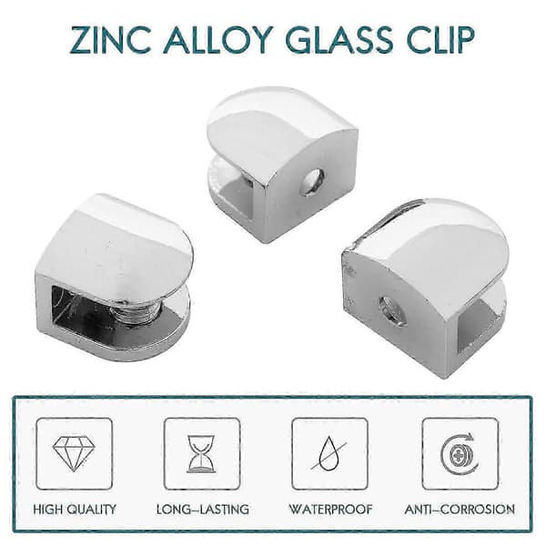 6 st Justerbara Glas 6 mm Glasfäste Legering Glashyllor Hållare Glas Clip för Badrum Kök