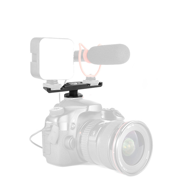 ##/Hotsko Mount Bracket Dubbel Hotsko Förlängningsstång Aluminium Monteringsadapter Dubbel Förlängning Hotsko för LED Videoljusskärmar##/