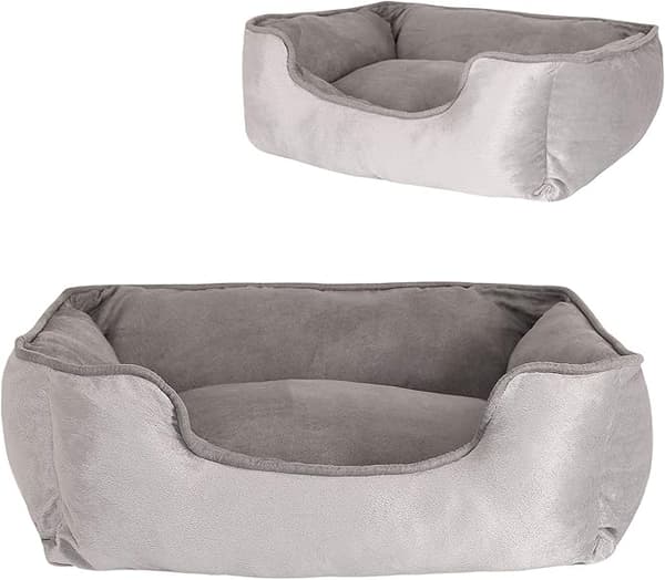 Hundekurv 2-i-1 Hundeseng Vendbar Pude (S) 60x50 cm Grå