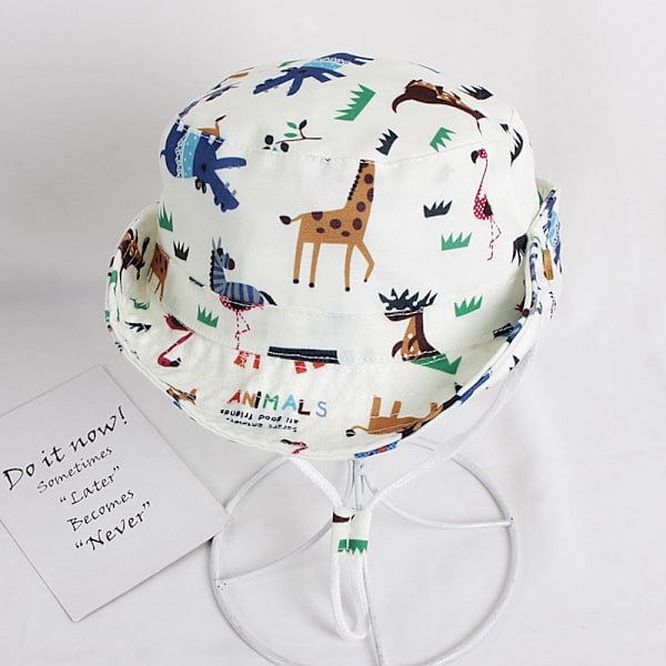 52cm - Barnhatt i bomull med djurtryck, UV-skyddande solhatt