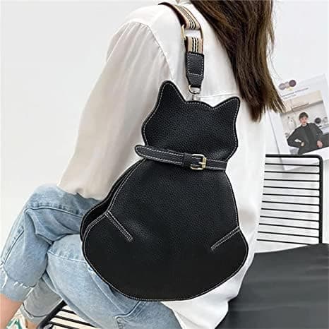 Katt crossbody-väska, enkel bröstväska, läder, avtagbar
