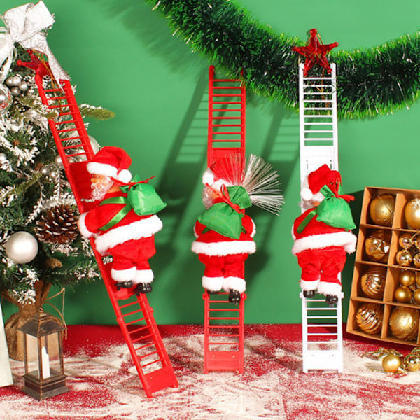 ##/Elektrisk tomte leksak, vit stege klättrare, julklapp##/