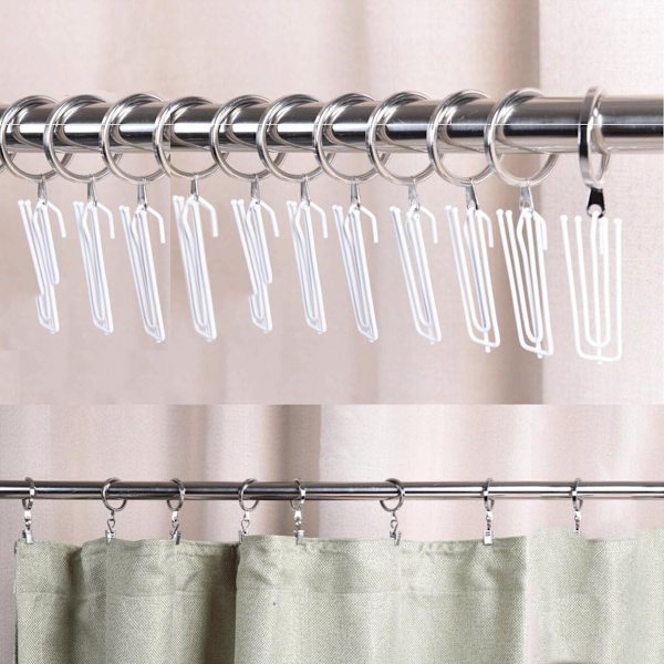 ##/20 stk. Store Sølv Metal Gardinringe med Knaphul, Hea##/
