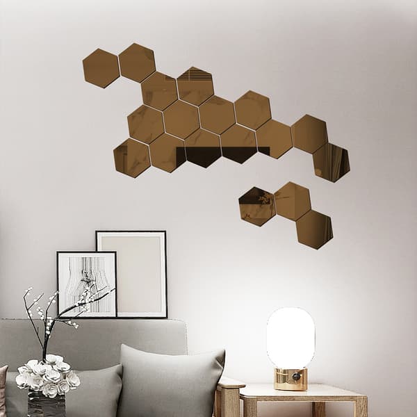 ##/Hexagon Spegel - Brun, flexibel lins, självhäftande##/