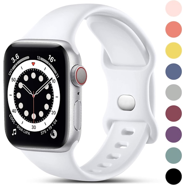 Hvit 2-pakks kompatibel med Apple Watch-reim 42/44/45MM, erstatning
