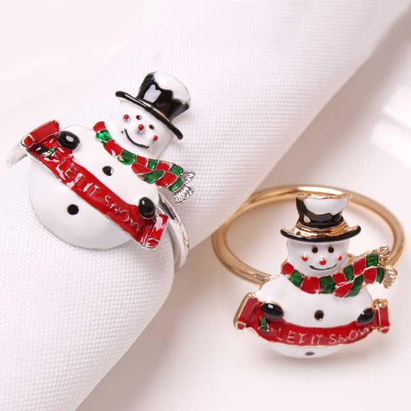 6 stycken kreativa servettringar - Jul Snögubbe, Unik servett