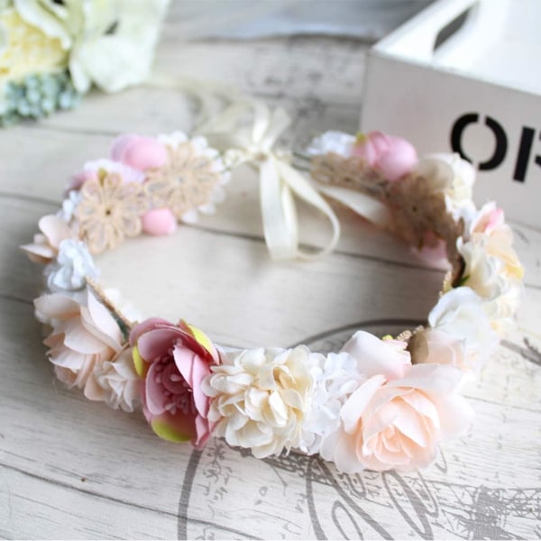 Fe-hodeband for kvinner - Blomster - Blomsterkrans - Blomsterkrans