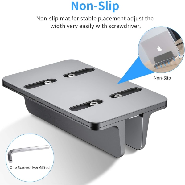 Grå - Vertikal Laptop Stativ, Justerbar Aluminium Stativ til MacB