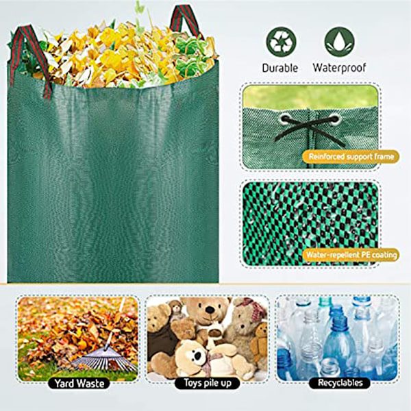 ##/Pakker med 300 Liter Haveaffaldsposer, Foldbare, Genanvendelige, Stabile,##/