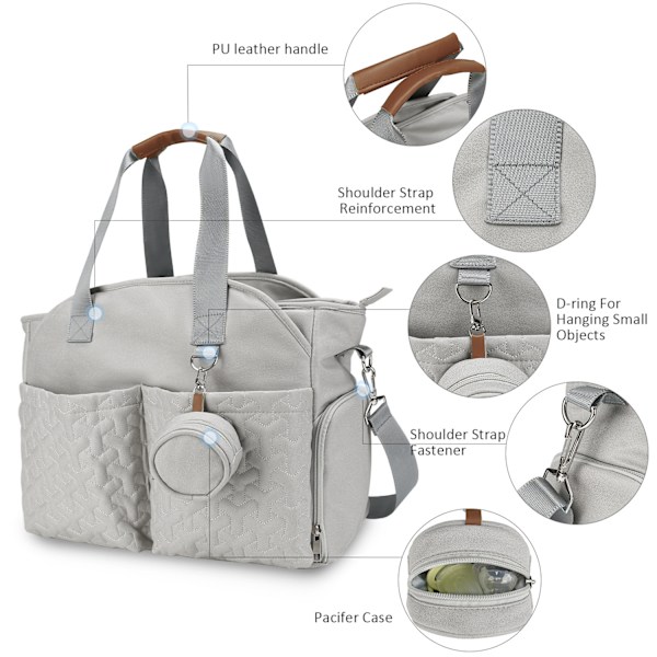 ##/Lysegrå babytaske brystpumpe taske##/