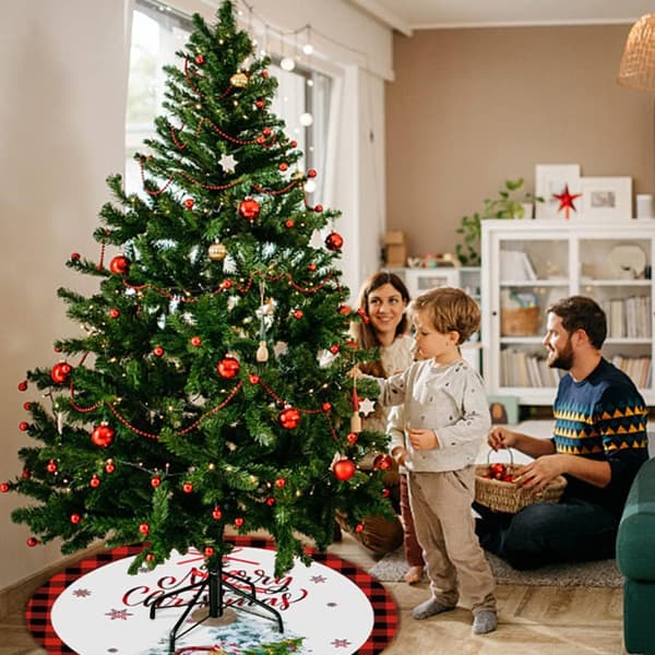 48 tums julgransmatta 'God Jul' Rutiga Granprydnader Julgran