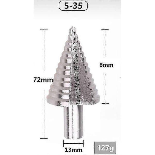 Stegborr 5mm-35mm, HSS Titanium Rundt Skaft Rakt Spår Kon Skärborr