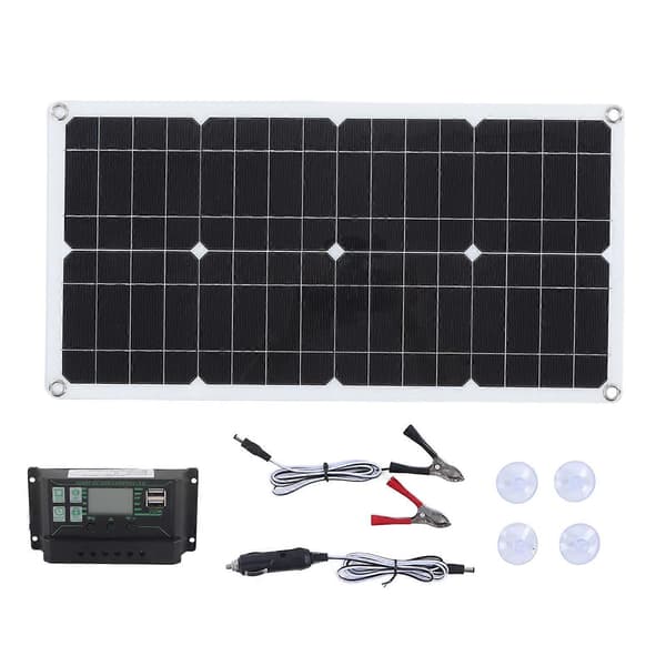 250W Monokrystallinsk Solpanel Kit med 10A Ladecontroller Dobbelte USB-porte til RV Bil Båd Batteriopladning