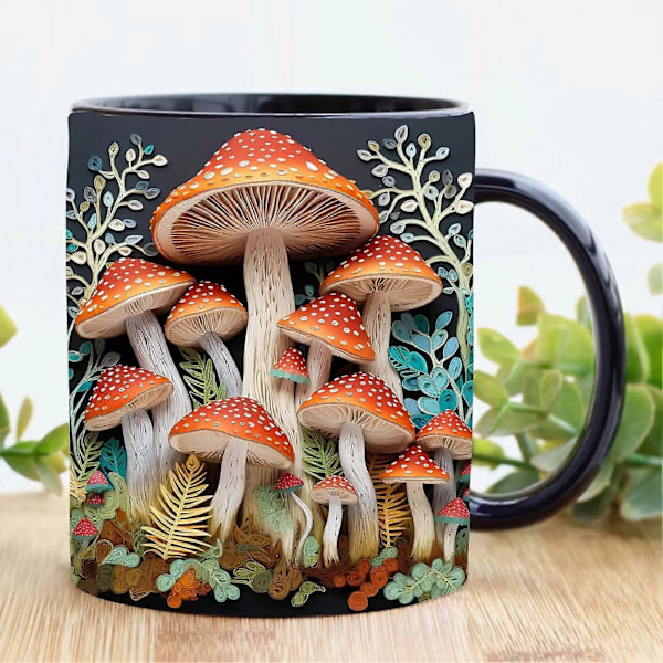 JiKaiX 300ML Glat Kaffekrus 3D Svampeprint Varmebestandigt Farveægte Glat Keramik Bærbart Ingen Lugt Fødevaregodkendt Kontor Køkken Krus C