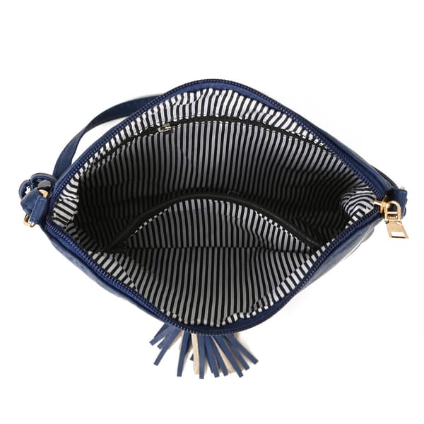 En sort med hvid (24cm x 23cm x 3cm) Tassel Charm Cross Body