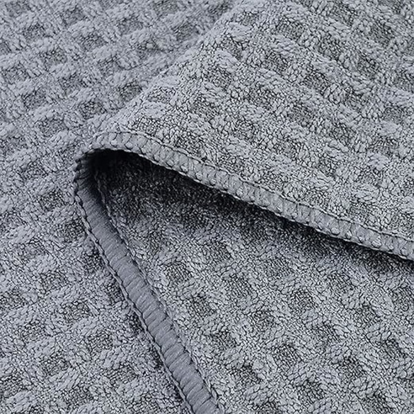 (Grå 30x30 cm) 8 Ultra Premium Mikrofiber Köksdukar - Hand/Disk - Våffelväv