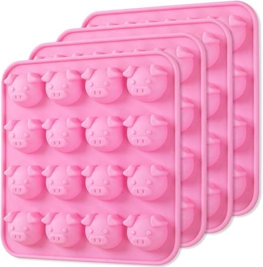 4 stk. Silikonforme i Form af Grise til Gele, Fondant, Hård Karamel, Ke