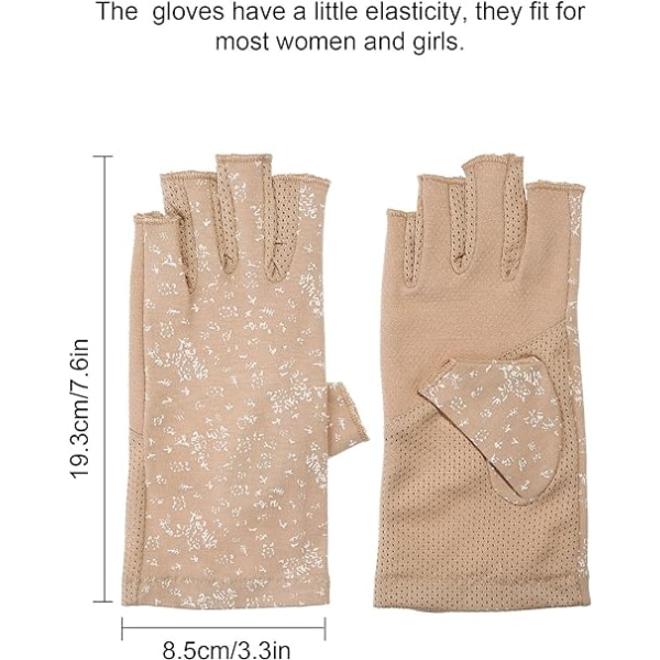 Kvinnor Sunblock Fingerless Gloves Non Skid Sommarhandskar UV Prote