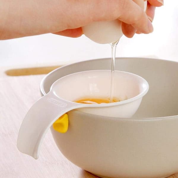 Mini Eggeplomme- og Hvite-Separator med Plast-Silikonholder Hvit