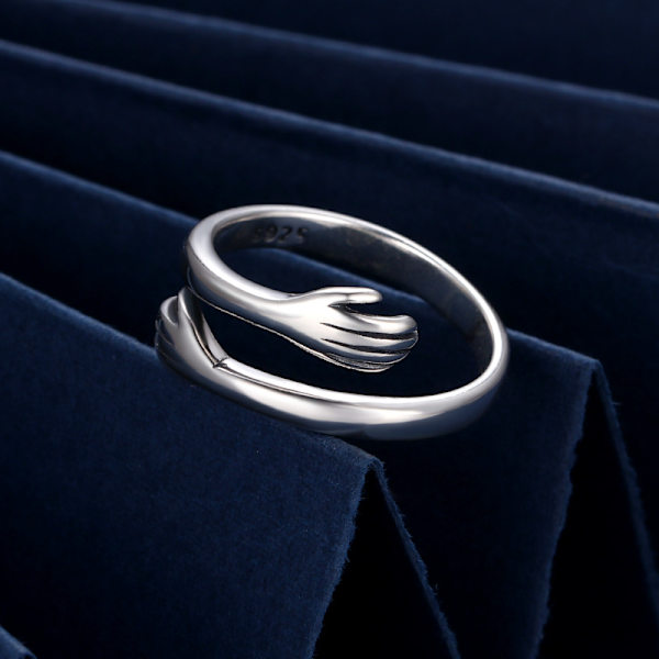 Kramaring, 925 Sterling Silver Justerbar Kramaring Silver Interlocking