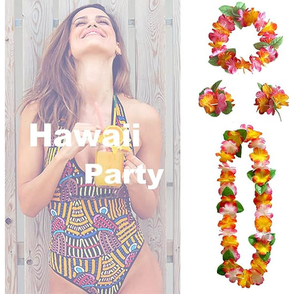 16-pack Havaiska Blomsterhalsband för Strandfest, Hawaii