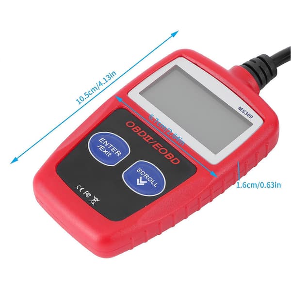 Bilmotor Diagnostisk Scanner OBD2 Feldetektor Bakgrundsbelyst LCD-skärm Bilverktyg MS309