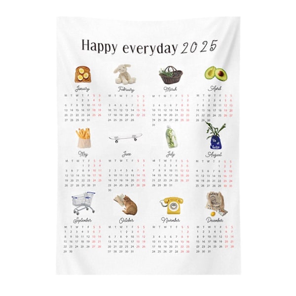 2025 Veggkalender Lettlest Trykk Veggdekorasjon Vaskbar Hjemmekontor Dekor Påminnelse for Viktige Datoer Rektangulær Rivsikker Tapet Kontor I