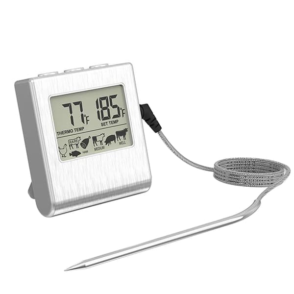 1 st Digital Kökstermometer med Sond Stor LCD-skärm Timer och Förinställda Temperaturtermometrar för Bakning Grillning och Kött