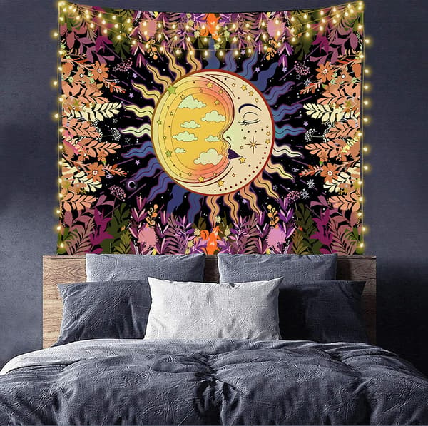 150x100cm, sol måne plante hengende stoff veggteppe