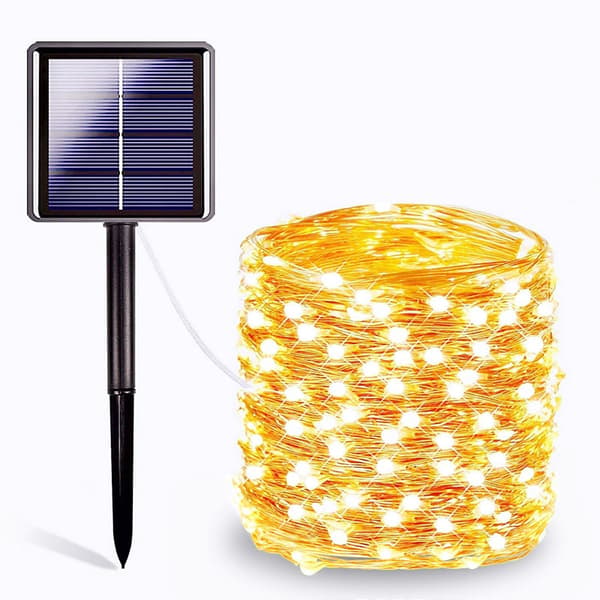 Kobbertråd Solcellelys 7m, 50 Kobber LED, Vanntett, Stjerneformet
