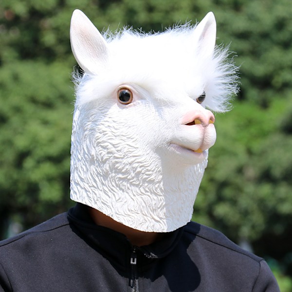 ##/Alpaca lama kamuflasjemaske, dyrehode latexmaske til Halloween##/