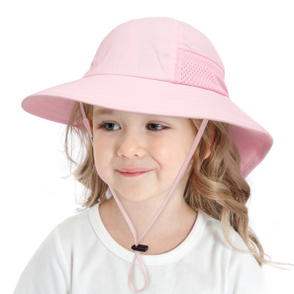 ##/Baby Solhatt Flicka Pojke Halshatt Barn Skyddande Hinkhattar Andningsbara Babyflicka Strandhatt Småbarn Sommarhatt##/